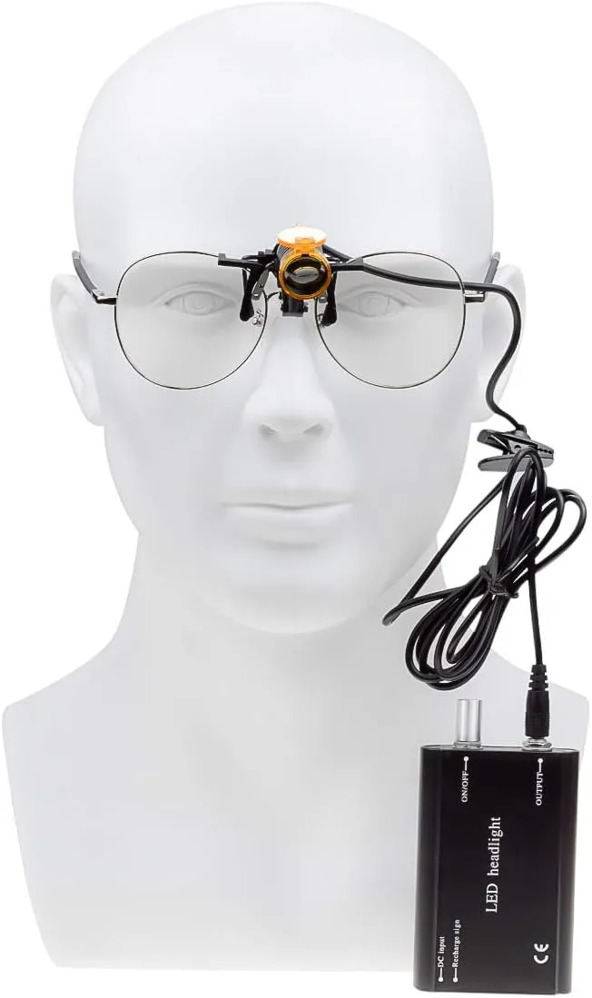 Protable LED Head Light Lamp for Binocular Loupe Metal Clip with Plastic Body for Fast Heat Dissipation (Black)