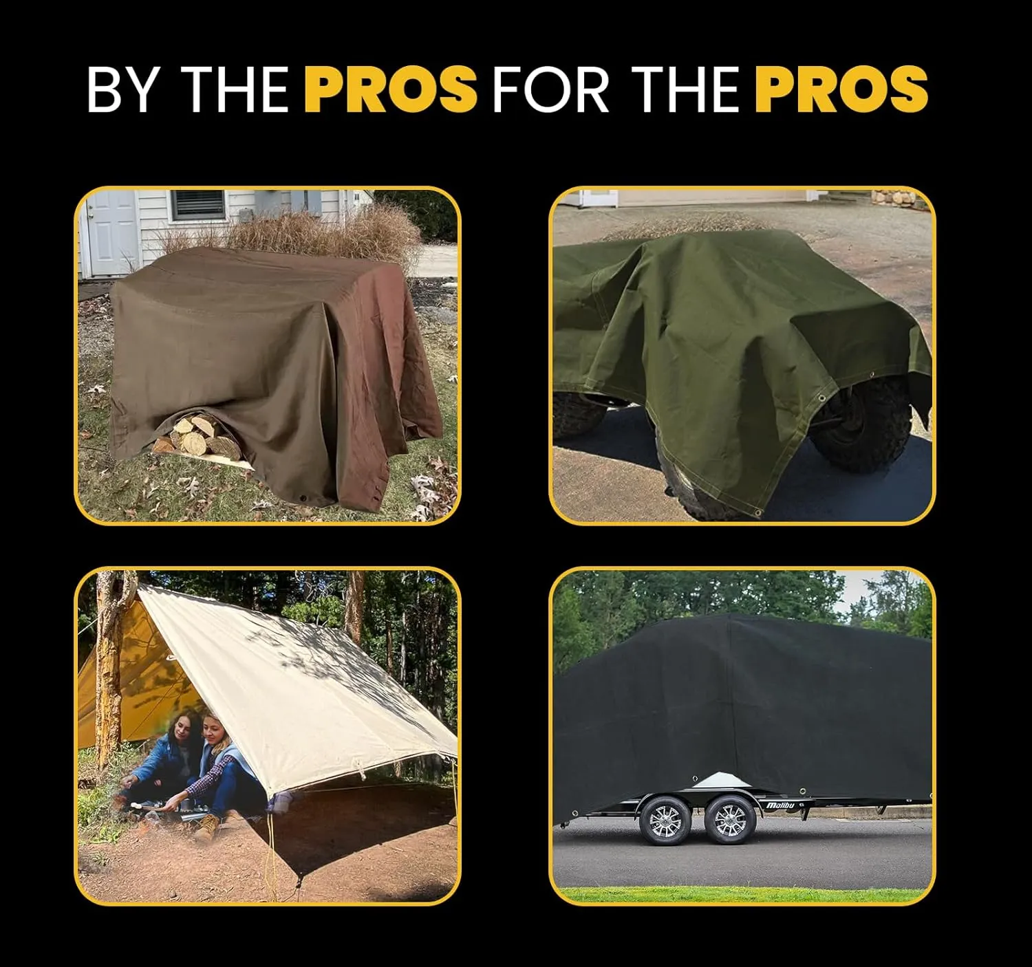 PROTARP Extreme Heavy Duty Waterproof Canvas Tarp 20 oz, UV Resistant Tarpaulin Cover with Rustproof Brass Grommets, Multipurpose for Canopy, Roof, Camping, Wood Pile (Tan 5'X7')