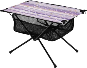 Purple Stripes Dots Portable Folding Camping Table, Compact Lightweight Beach Table with Carrying Bag for Outdoor Picnics, BBQs, Camp
