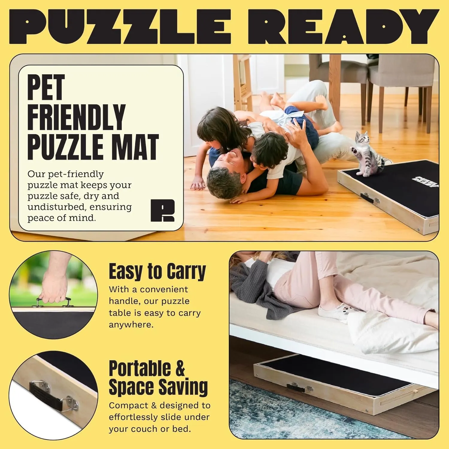 Puzzle Ready Large 2000-Piece Puzzle Board - 41" x 32" Puzzle Table with 5 Colorful Drawers, Cover Mat, Felt Workspace & Carrying Handle – Ideal Game Table for Adults & Children