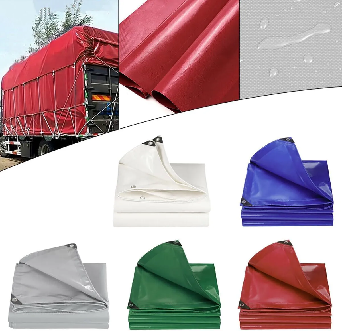 PVC Tarps 20 Mil, 20 * 30ft Heavy Duty Tarpaulin Cover, Waterproof, UV Resistant, Multi-Purpose Tarp for Canopy Tent, Roof, Camping Car Boat Cover Sun Coated Shade White