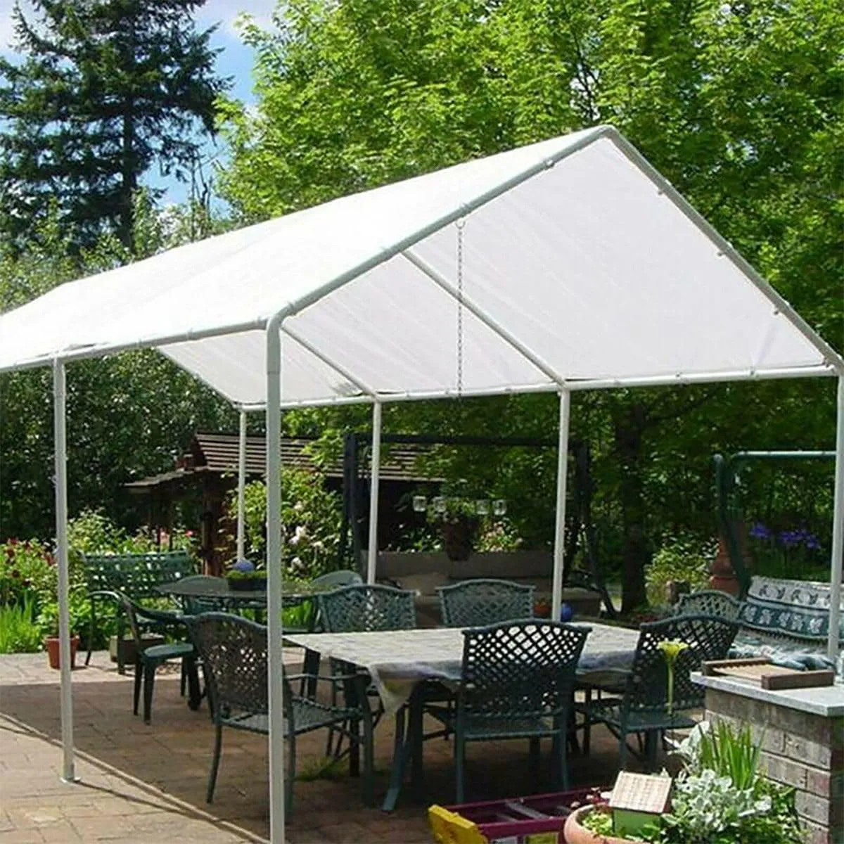 PVC Tarps 20 Mil, 20 * 30ft Heavy Duty Tarpaulin Cover, Waterproof, UV Resistant, Multi-Purpose Tarp for Canopy Tent, Roof, Camping Car Boat Cover Sun Coated Shade White