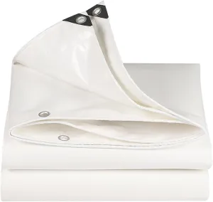 PVC Tarps 20 Mil, 20 * 30ft Heavy Duty Tarpaulin Cover, Waterproof, UV Resistant, Multi-Purpose Tarp for Canopy Tent, Roof, Camping Car Boat Cover Sun Coated Shade White