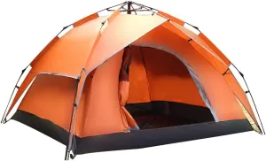 Qtqgoitem Hiking Backpacking Double Layer Water Resistant Sun Shelter Foldable Instant Camping Tent 3-5 Person Orange (Model: d3c 1d0 6b1 6d3 a55)