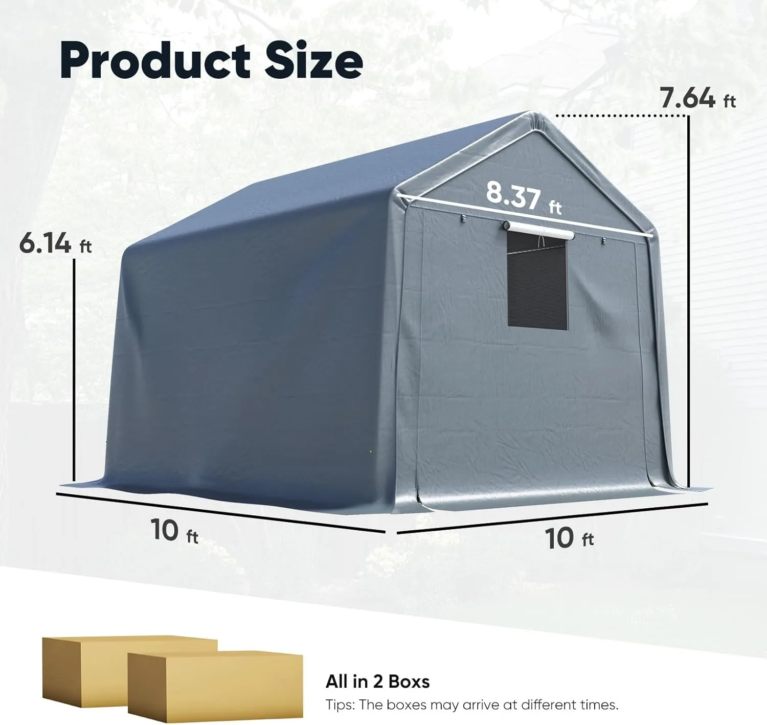 Quictent 10x10FT Carport Shelter with Roll-Up Mesh Windows & Reinforced Frame, Portable Garage Canopy for Motorcycle Storage, Outdoor Equipment, Patio Furniture Cover - Dark Gray
