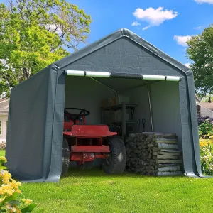 Quictent 10x10FT Carport Shelter with Roll-Up Mesh Windows & Reinforced Frame, Portable Garage Canopy for Motorcycle Storage, Outdoor Equipment, Patio Furniture Cover - Dark Gray