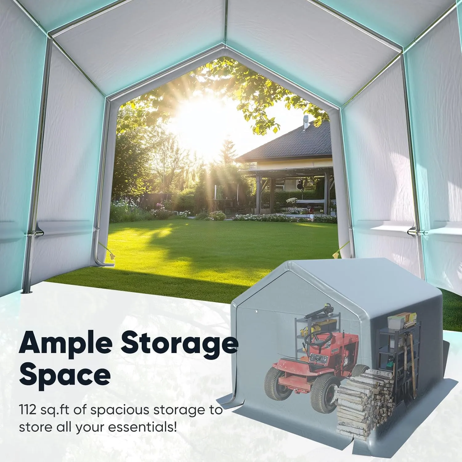 Quictent 10x10FT Carport Shelter with Roll-Up Mesh Windows & Reinforced Frame, Portable Garage Canopy for Motorcycle Storage, Outdoor Equipment, Patio Furniture Cover - Dark Gray