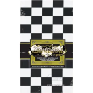 "Black Check Plastic Table Cover - 54"X108""