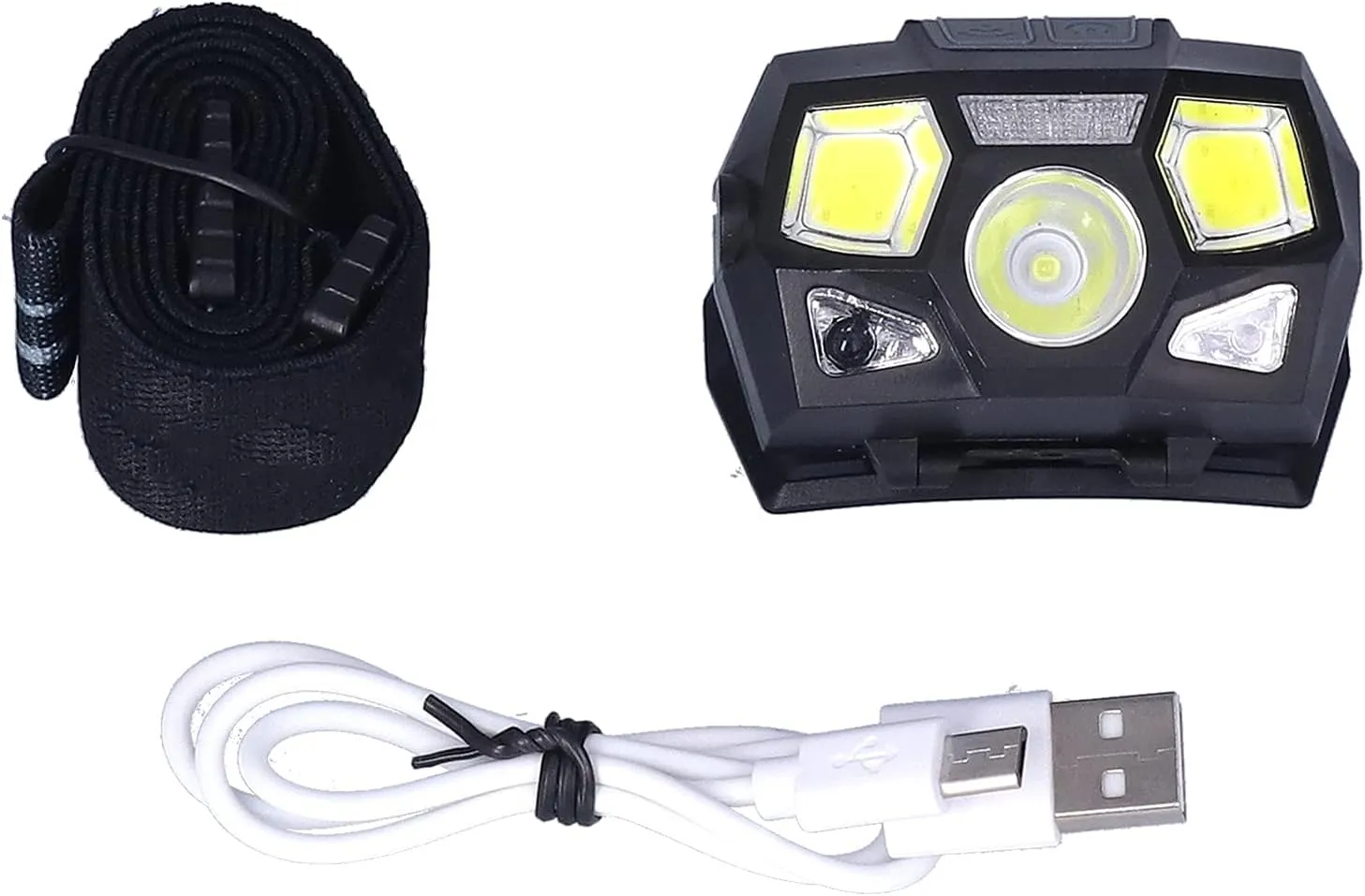 Reable Headlamp, 500lm Brightness, Motion Sensor, Adjustable Angle, IP65, Long Battery Life, for Hiking, Fishing, Outdoor Activities