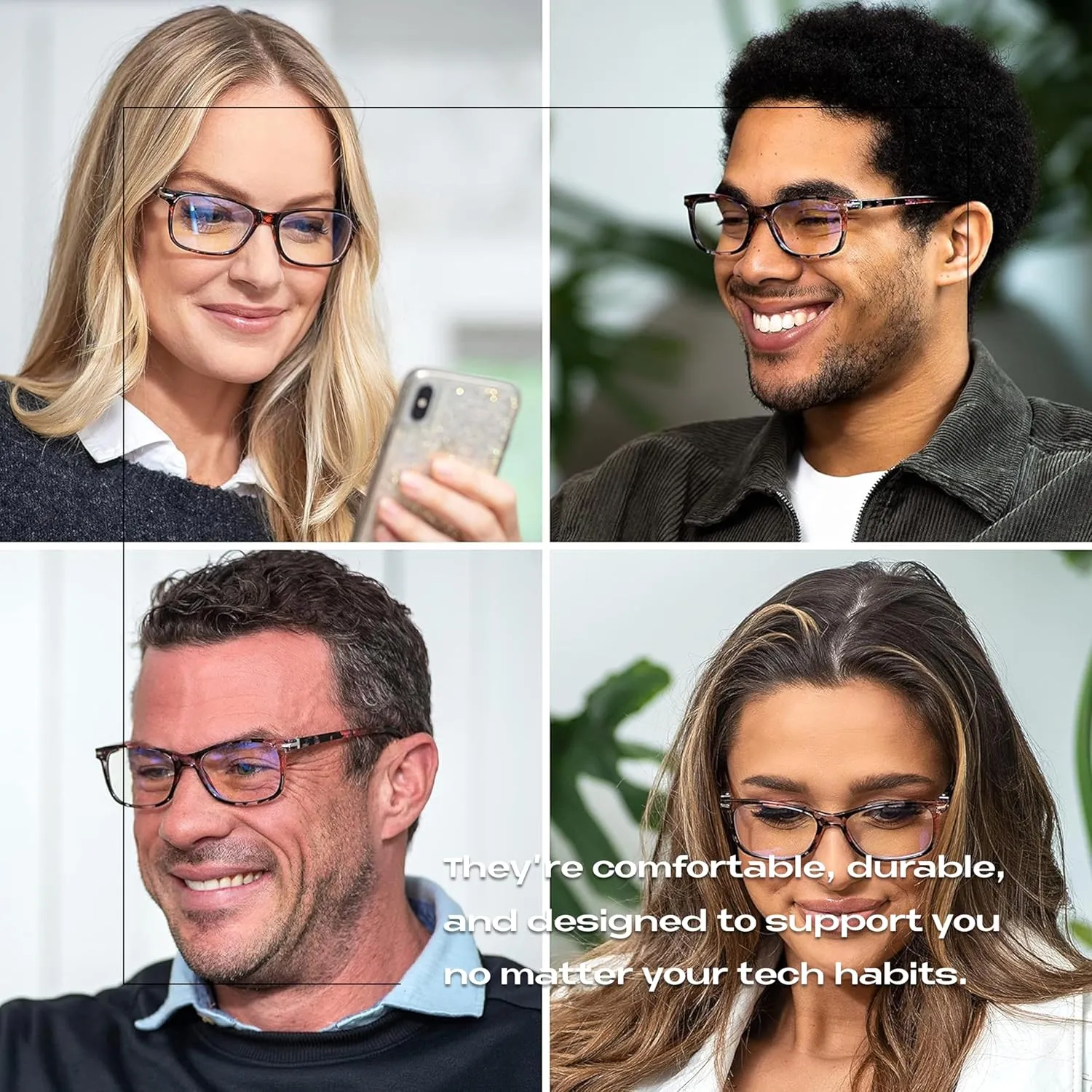 Readerest Blue Light Reading Glasses - Lightweight Computer Glasses w/Spring Hinges - UV Protection, Anti Glare & Eye Strain