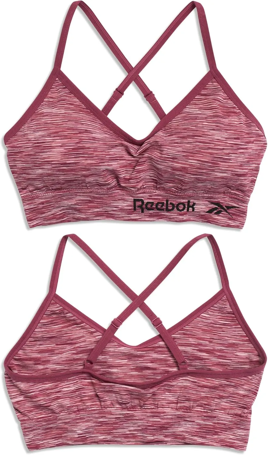 Reebok Women's Lightweight Soft Stretch Performance Cami Seamless Bralette, 2 Pack