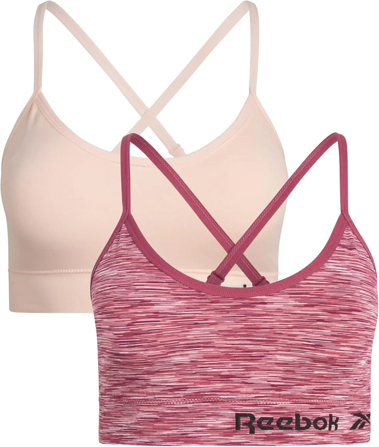 Reebok Women's Lightweight Soft Stretch Performance Cami Seamless Bralette, 2 Pack