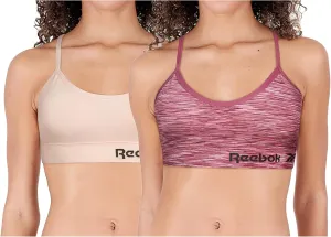 Reebok Women's Lightweight Soft Stretch Performance Cami Seamless Bralette, 2 Pack