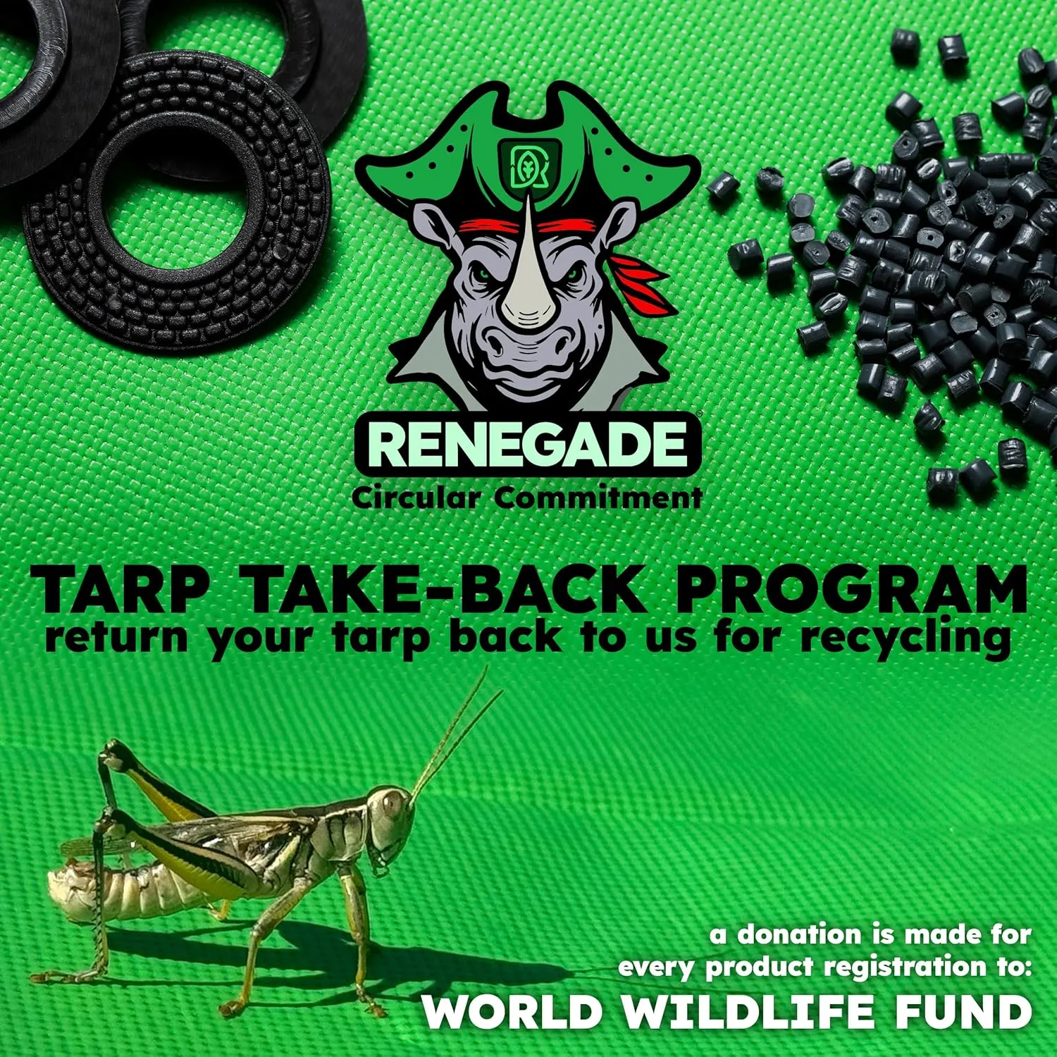 RENEGADE Industrial Strength Tarp | 10’ x 8’ | PFAS & PVC Free | Rip, Tear, UV & Waterproof | Ultra Tough Weather Protective Cover | Construction Agriculture Home Garden Patio Camping Boat Outdoor