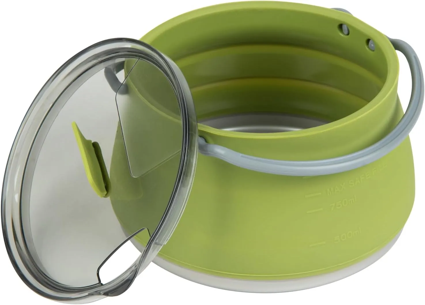 Restaurantware-Hi Tek 1 Liter Collapsible Camping Kettle, 20 Portable Cook Pots - with Perforated Lid, Stainless Steel Bottom, Silicone Camping Coffee Pots, with High Heat Nylon Handles, for Travel