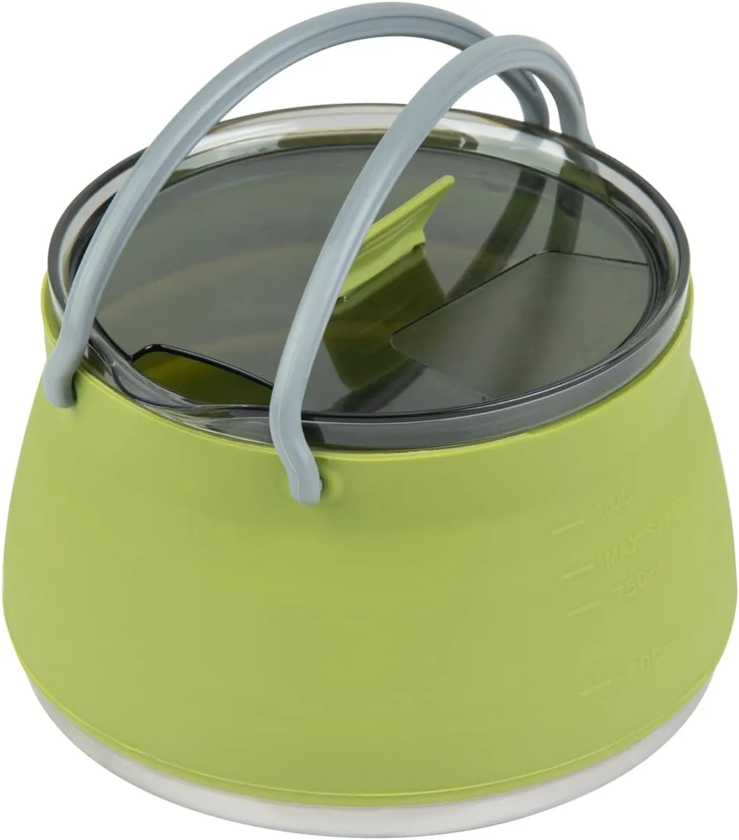 Restaurantware-Hi Tek 1 Liter Collapsible Camping Kettle, 20 Portable Cook Pots - with Perforated Lid, Stainless Steel Bottom, Silicone Camping Coffee Pots, with High Heat Nylon Handles, for Travel