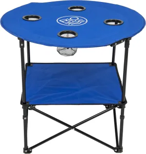 Rio Brands 28" Round Lightweight Fabric Portable Folding Beach Table with Cupholders, Blue