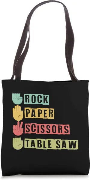 Rock, paper, scissors, table saw carpenter joiner Tote Bag