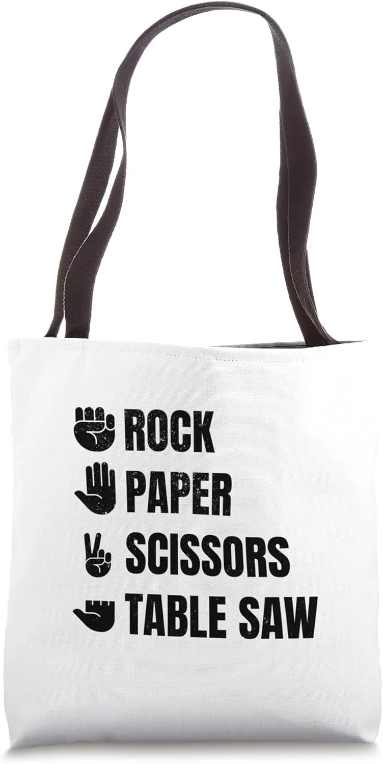Rock Paper Scissors Table Saw - Joiner Funny Carpenter Tote Bag