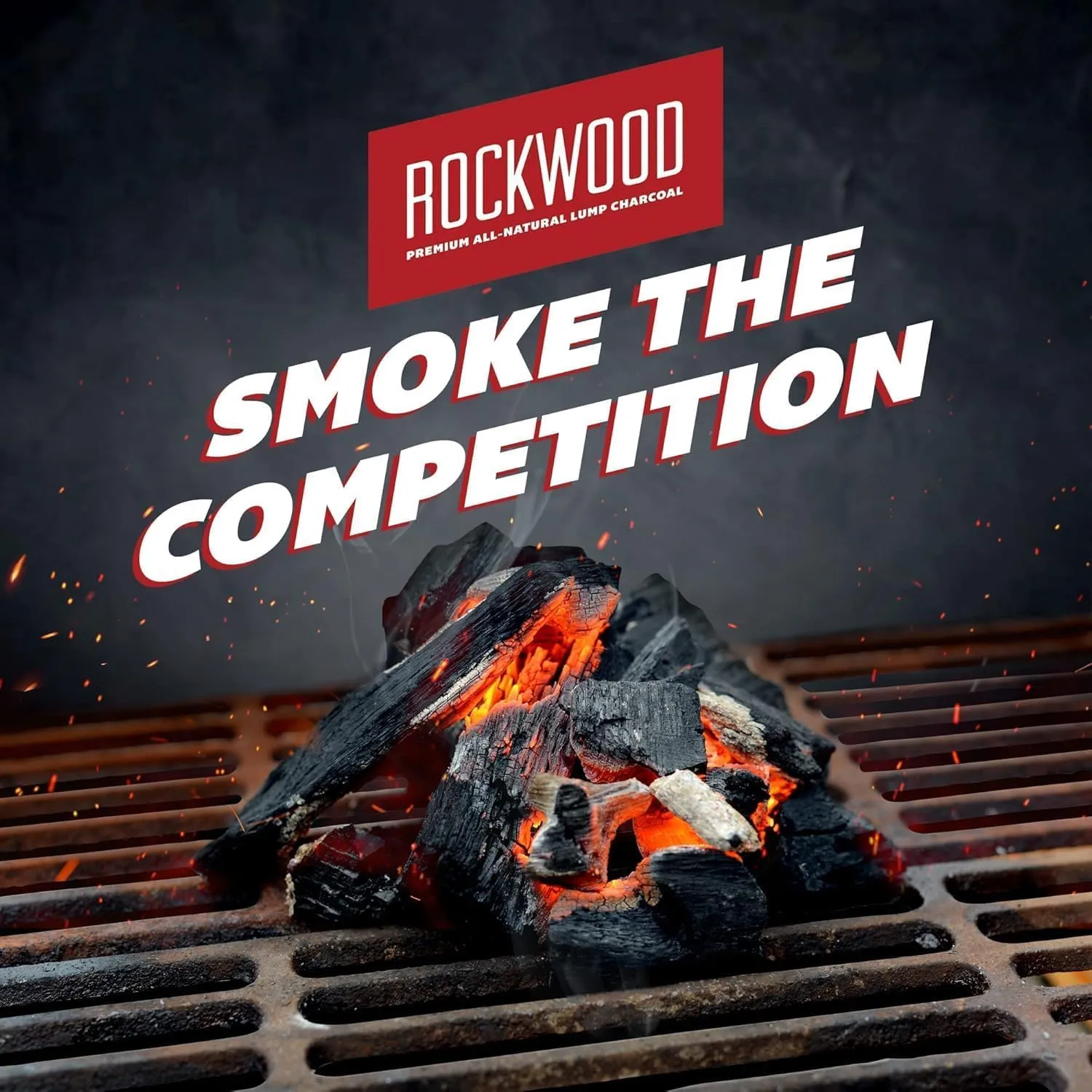 Rockwood Natural Lump Charcoal – Premium Oak, Hickory & Cherry Hardwood Blend for High-Heat Grilling & Slow Smoking – Compatible with Kettle & Kamado Grills, Clean Burning, Made in USA – 20lbs (6pk)
