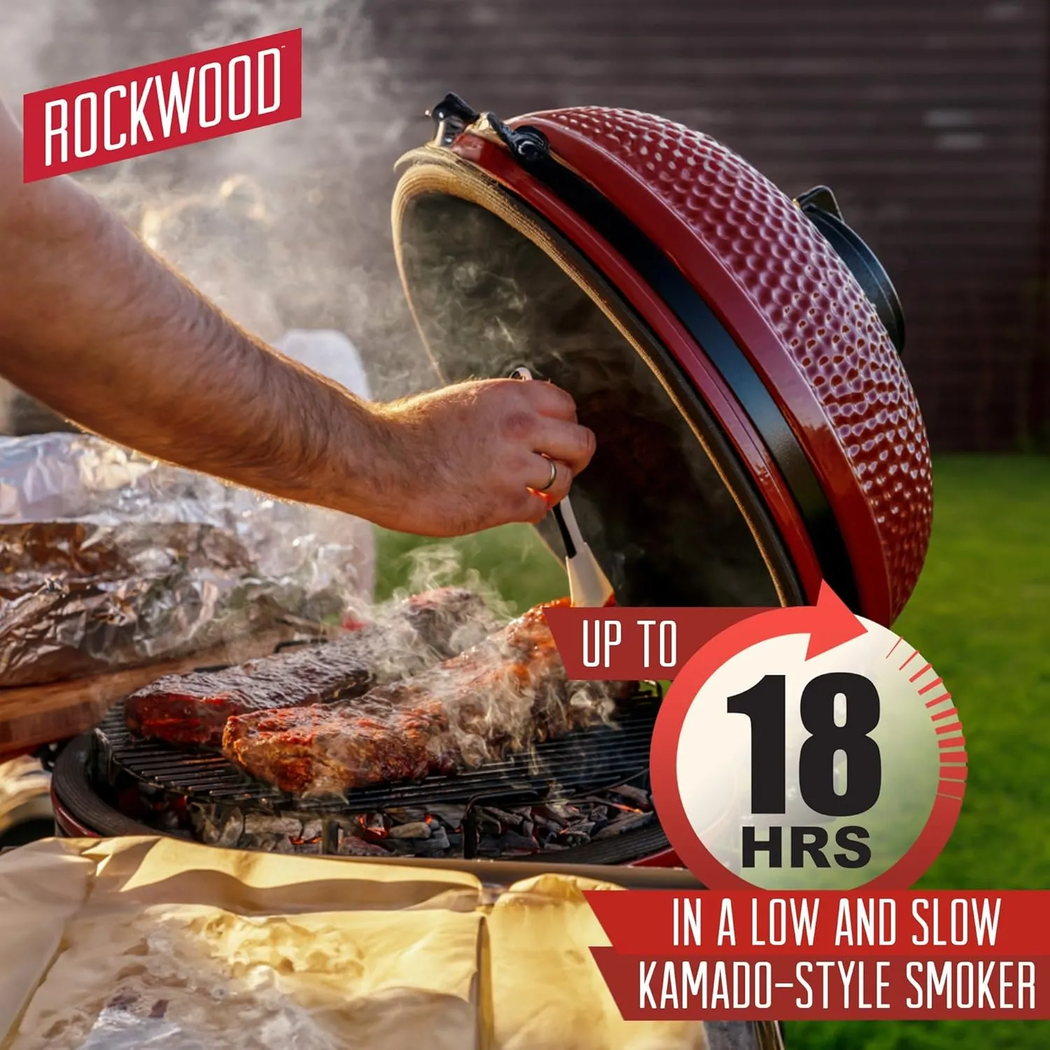 Rockwood Natural Lump Charcoal – Premium Oak, Hickory & Cherry Hardwood Blend for High-Heat Grilling & Slow Smoking – Compatible with Kettle & Kamado Grills, Clean Burning, Made in USA – 20lbs (6pk)