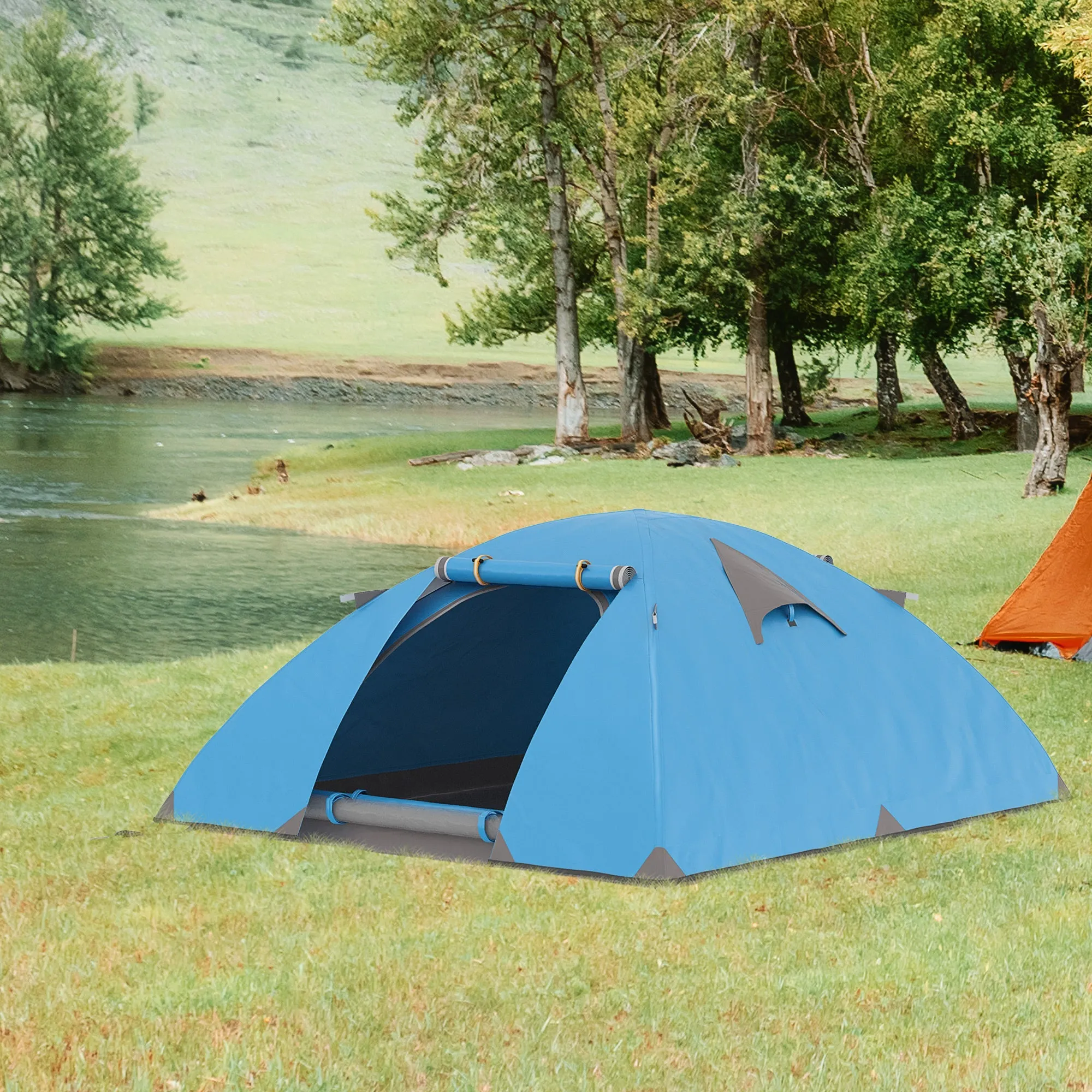 Rootz Family Camping Tent - Dome Tent - Ventilated Tent - Quick Setup - 268 x 214 x 103cm - Includes Transport Bag