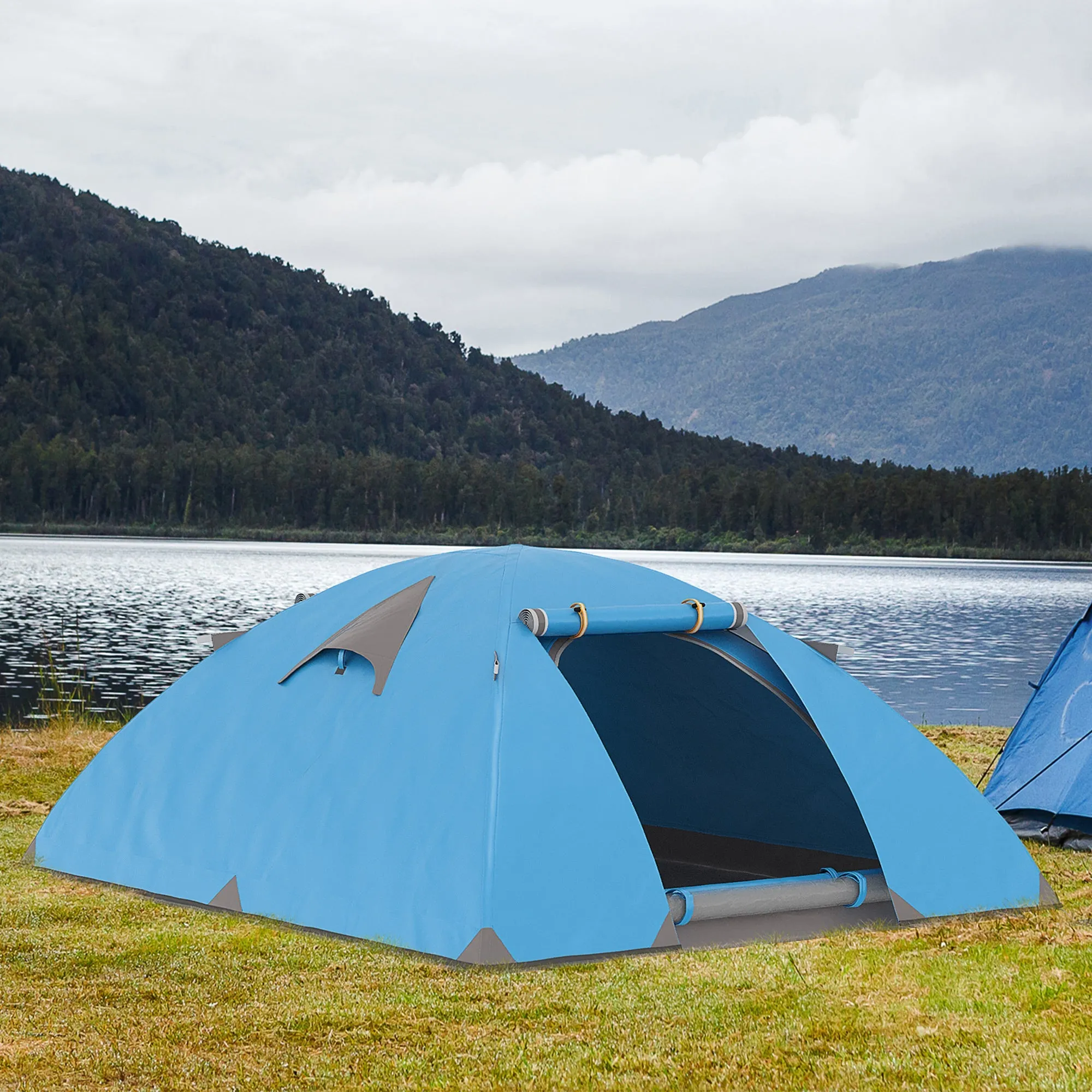 Rootz Family Camping Tent - Dome Tent - Ventilated Tent - Quick Setup - 268 x 214 x 103cm - Includes Transport Bag