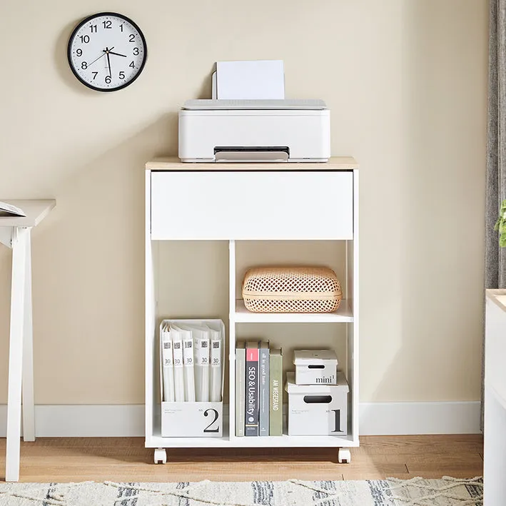 Rootz Rolling Printer Table - Movable Printer Stand - Portable Desk - Holds 65kg - 63x88x42cm - Easy Assembly