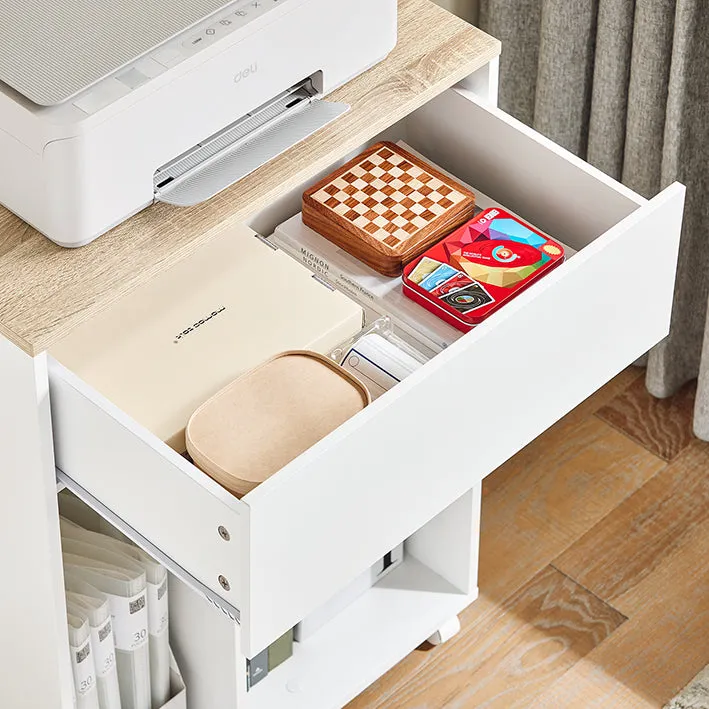 Rootz Rolling Printer Table - Movable Printer Stand - Portable Desk - Holds 65kg - 63x88x42cm - Easy Assembly
