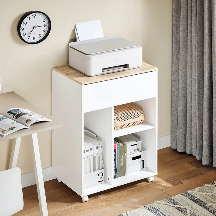 Rootz Rolling Printer Table - Movable Printer Stand - Portable Desk - Holds 65kg - 63x88x42cm - Easy Assembly