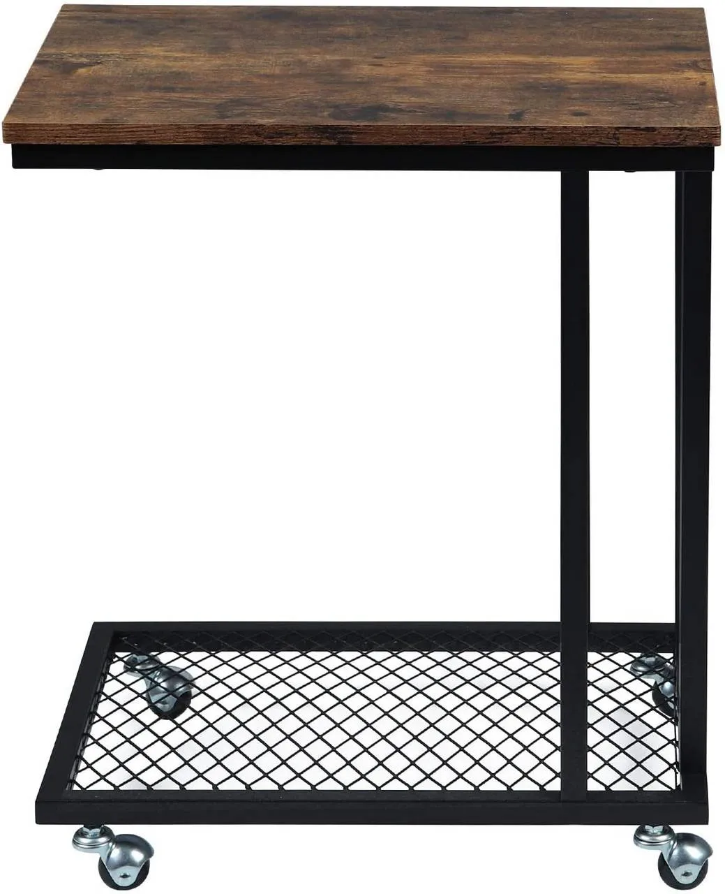 Rootz Vintage Style Side Table - C Table - Rollable Coffee Table - MDF & Metal - 51cm x 36cm - Classic Design