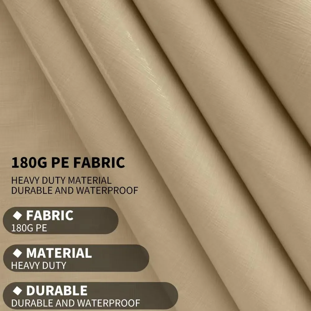 Rutile 12 x 20 FT Carport Replacement Cover, Heavy Duty Car Tarp Canopy Tent Garage Top Shelter Cover with Fabric Leg Pole Skirts and Ball Bungees Beige (Only Top Cover, Frame is not Included)