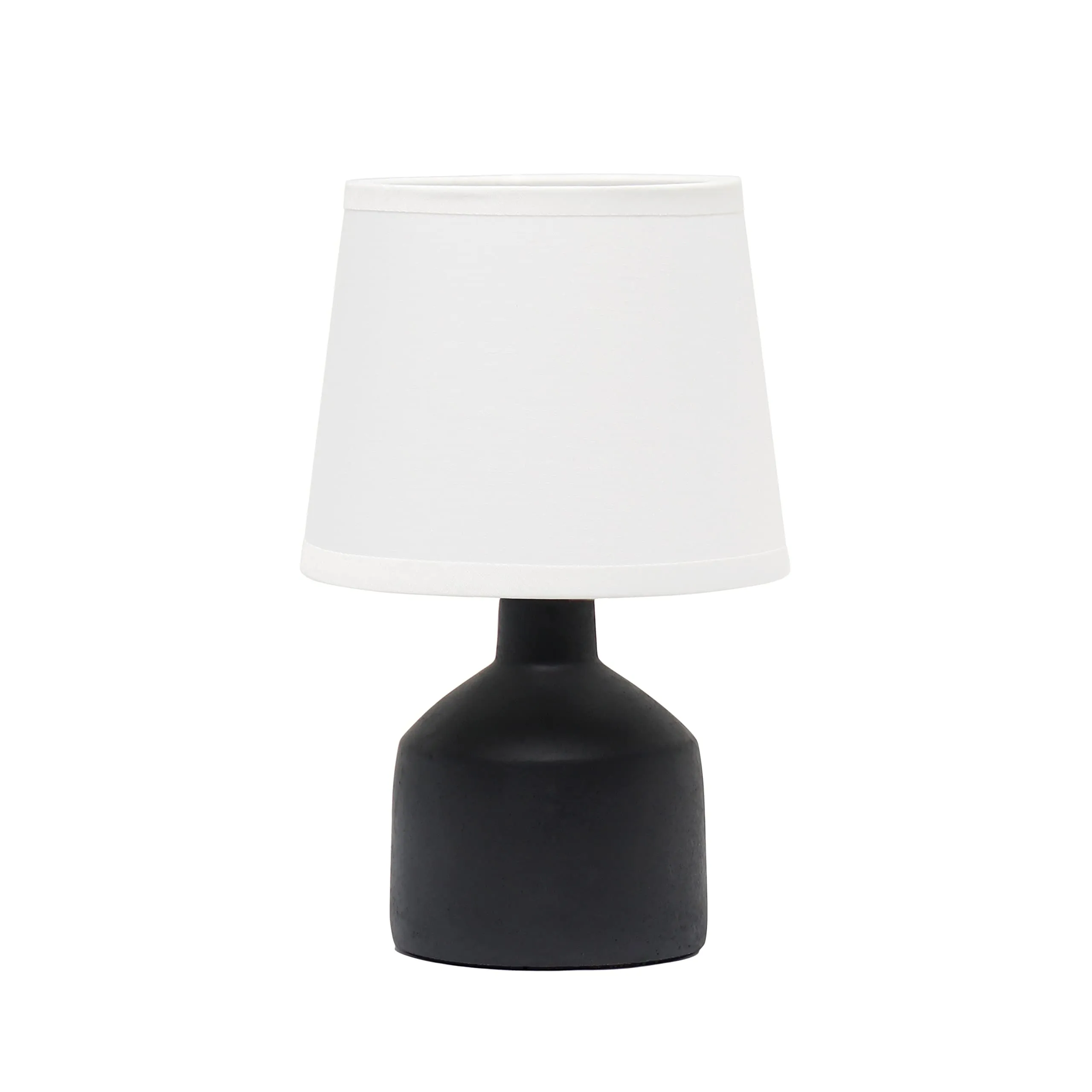 Rynx | Simple Design Lt2080-Blk Mini Bocksbeutal Concrete Table Lamp With Tapered Drum Fabric White Shade, Black (Package With 12)