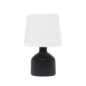 Rynx | Simple Design Lt2080-Blk Mini Bocksbeutal Concrete Table Lamp With Tapered Drum Fabric White Shade, Black (Package With 12)