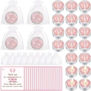 Rynx | Treela 20 Set Baby Shower Party Gifts Tea Light Lanterns For Guests Cute Baby Foot Shaped Burning Thank Tags Return Gifts For Baby Shower (Pink)