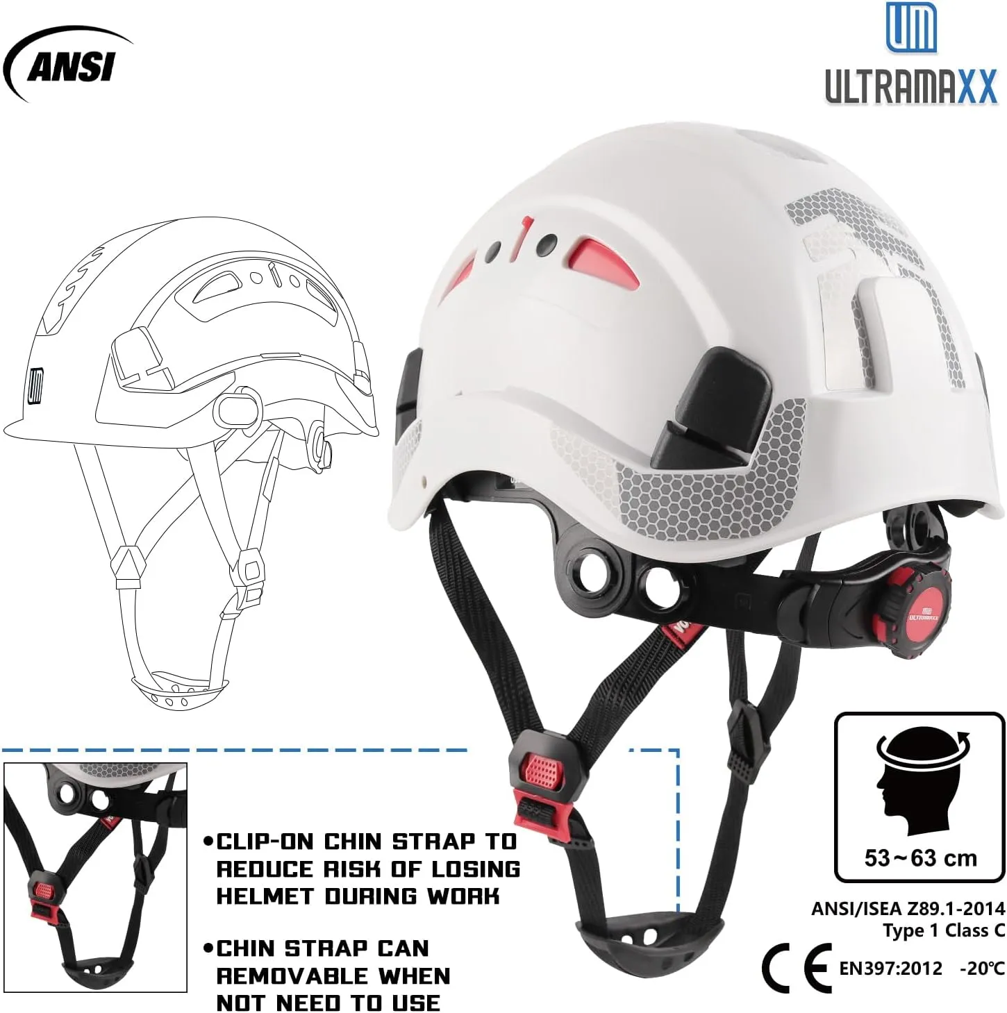 Safety Helmet Hard Hat, ANSI Z89.1 Approved Lightweight Vented Work Helmet, 6-Point Adjustable Ratchet Suspension Hardhat Ideal for Industrial and Construction