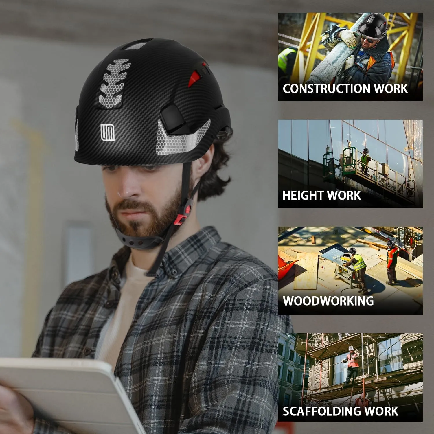 Safety Helmet Hard Hat, ANSI Z89.1 Approved Lightweight Vented Work Helmet, 6-Point Adjustable Ratchet Suspension Hardhat Ideal for Industrial and Construction