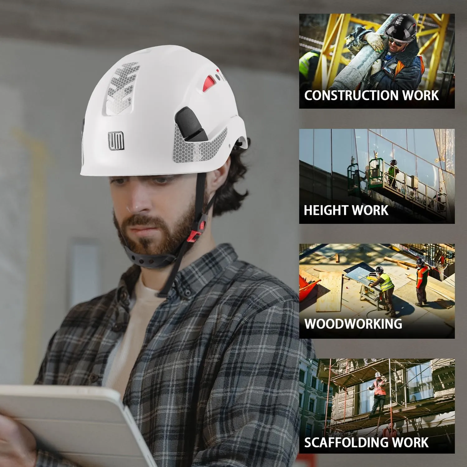 Safety Helmet Hard Hat, ANSI Z89.1 Approved Lightweight Vented Work Helmet, 6-Point Adjustable Ratchet Suspension Hardhat Ideal for Industrial and Construction
