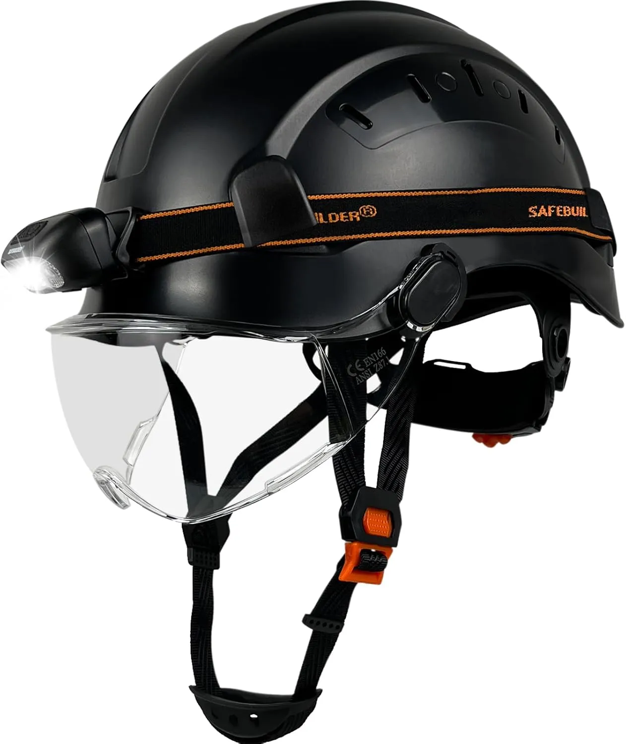 Safety Helmet with Headlight,Safety Hard Hats with Visor,Rechargeable Headlamp for Men Work Industrial,Construction,Forestry