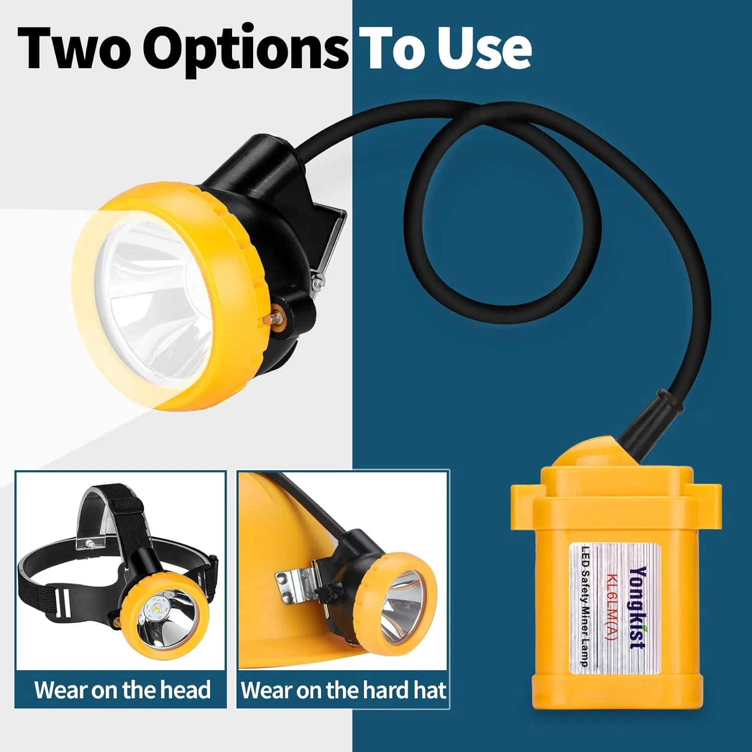 Safety Mining Headlight, Rechargeable & Waterproof, High Power LED Light Source, Cordless & Adjustable, Suitable for Outdoor Activities