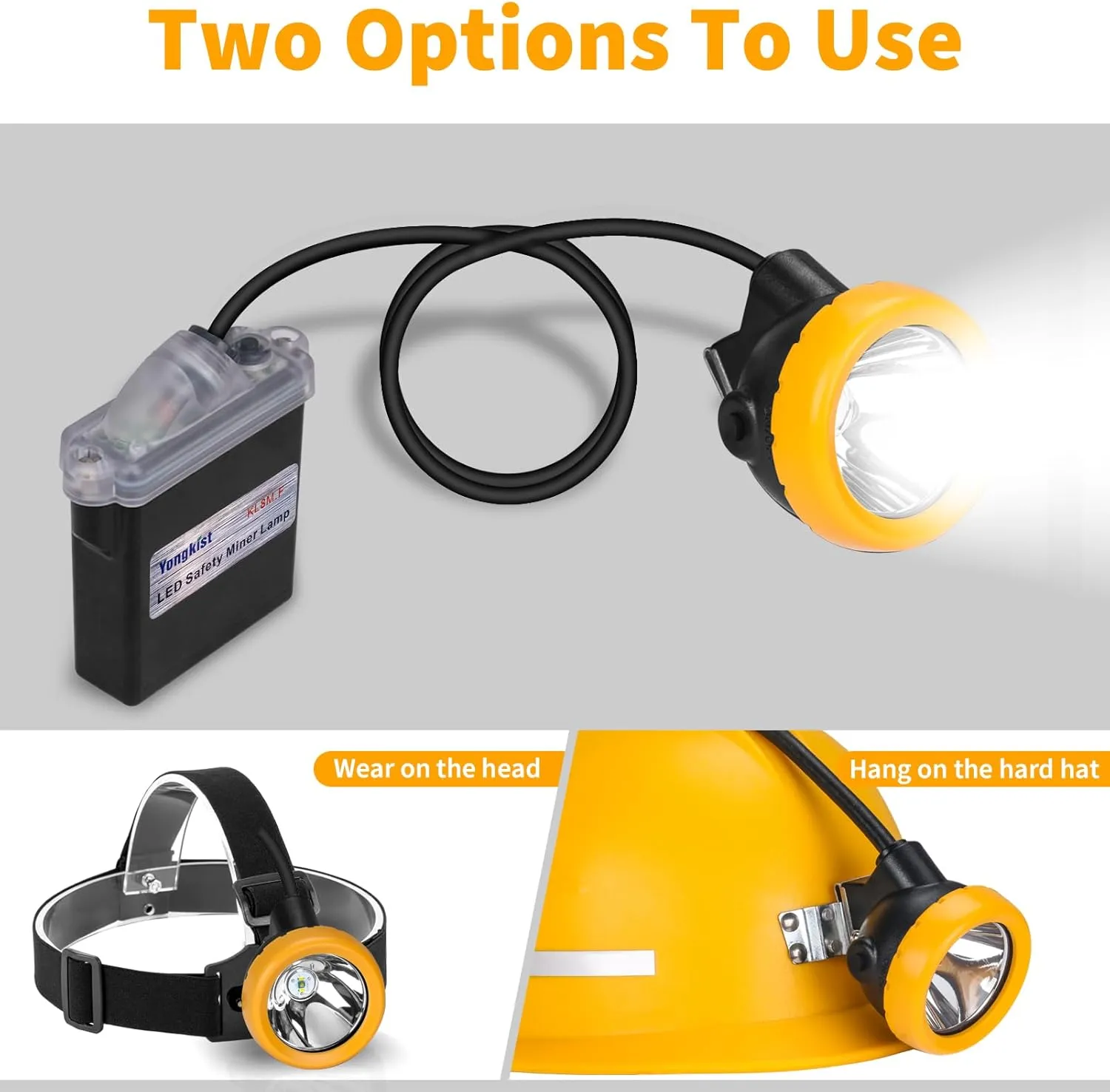 Safety Mining Light 1 2 LED Coal Mining Lights Battery Pack with LED Light Waterproof Head Torch Mining Lamp Headlight Explosion Proof Hard hat Cap Mining Headlamp (KL8M.F-Large Size)