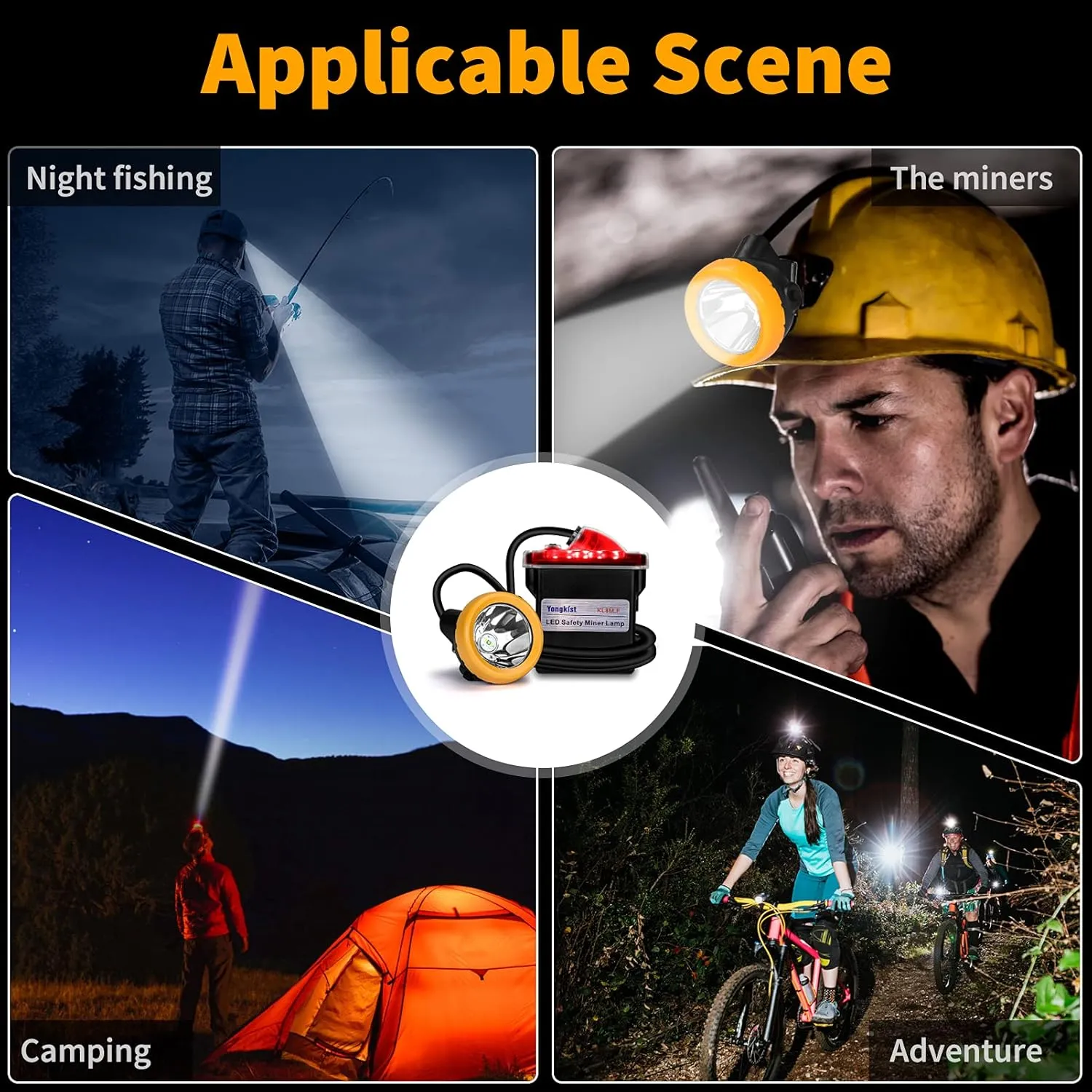 Safety Mining Light 1 2 LED Coal Mining Lights Battery Pack with LED Light Waterproof Head Torch Mining Lamp Headlight Explosion Proof Hard hat Cap Mining Headlamp (KL8M.F-Large Size)