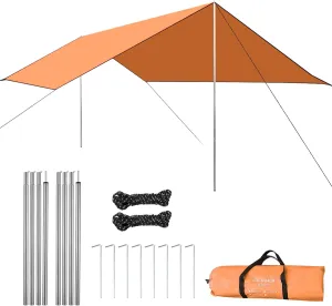 Sail Canopy,YIWENG Camping Awning Canopy UV Protection Rain Fly Tarp Sunshade Shelter Picnic Blanket for Outdoor Camping Hiking Backpacking Picnic Fishing, Orange