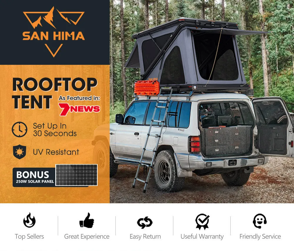 San Hima Kalbarri Z Roof Top Tent Hardshell With Ladder   250W Solar Panel