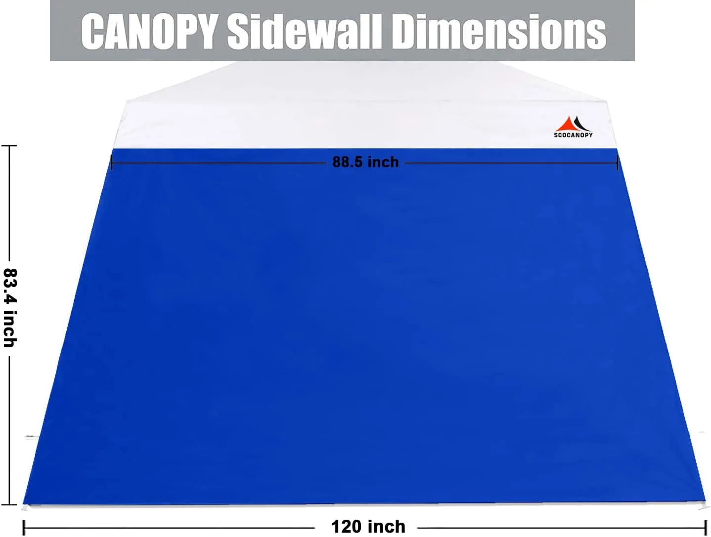 SCOCANOPY SideWall for 10x10ft Slant Leg Canopy Frame, 3 Pack SunWall Only,Blue