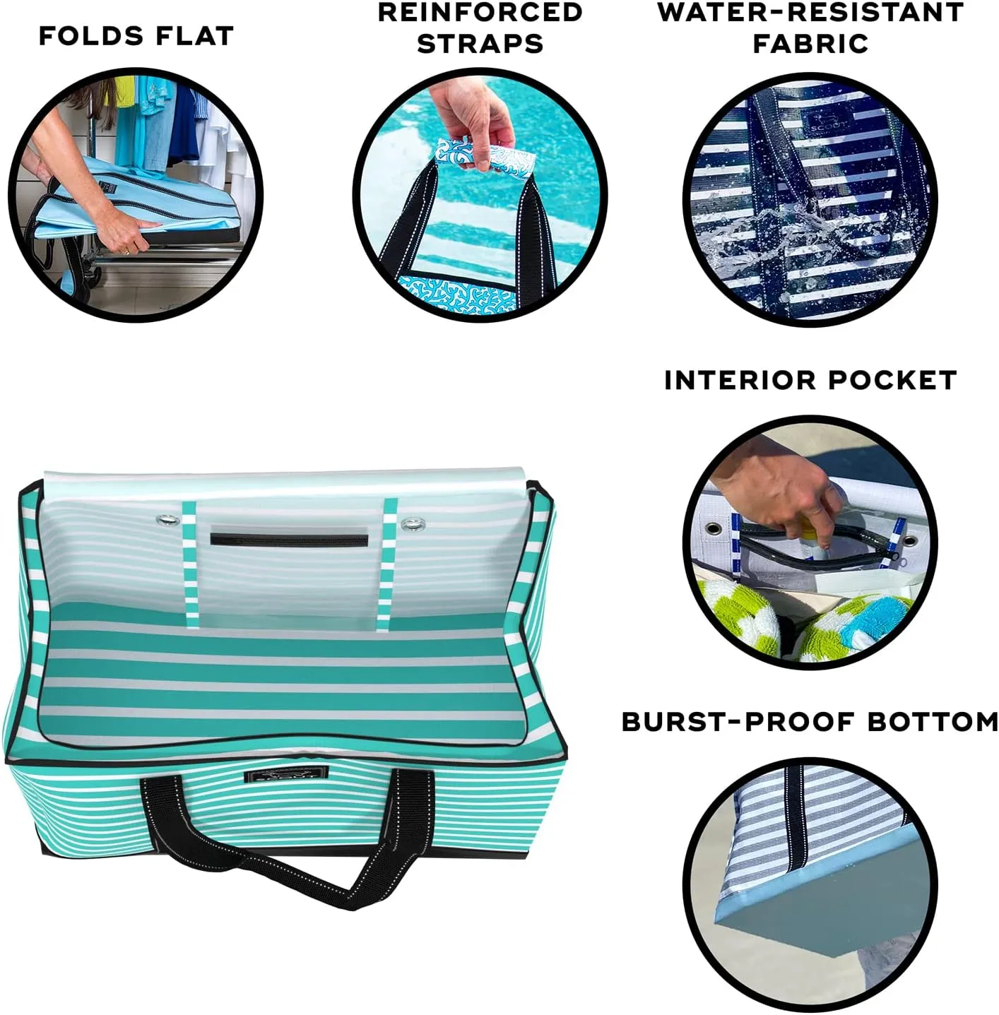 SCOUT 3 Girls' Extra Large Sandproof Utility Tote - Zipper Closure Beach, Pool & Travel Bag