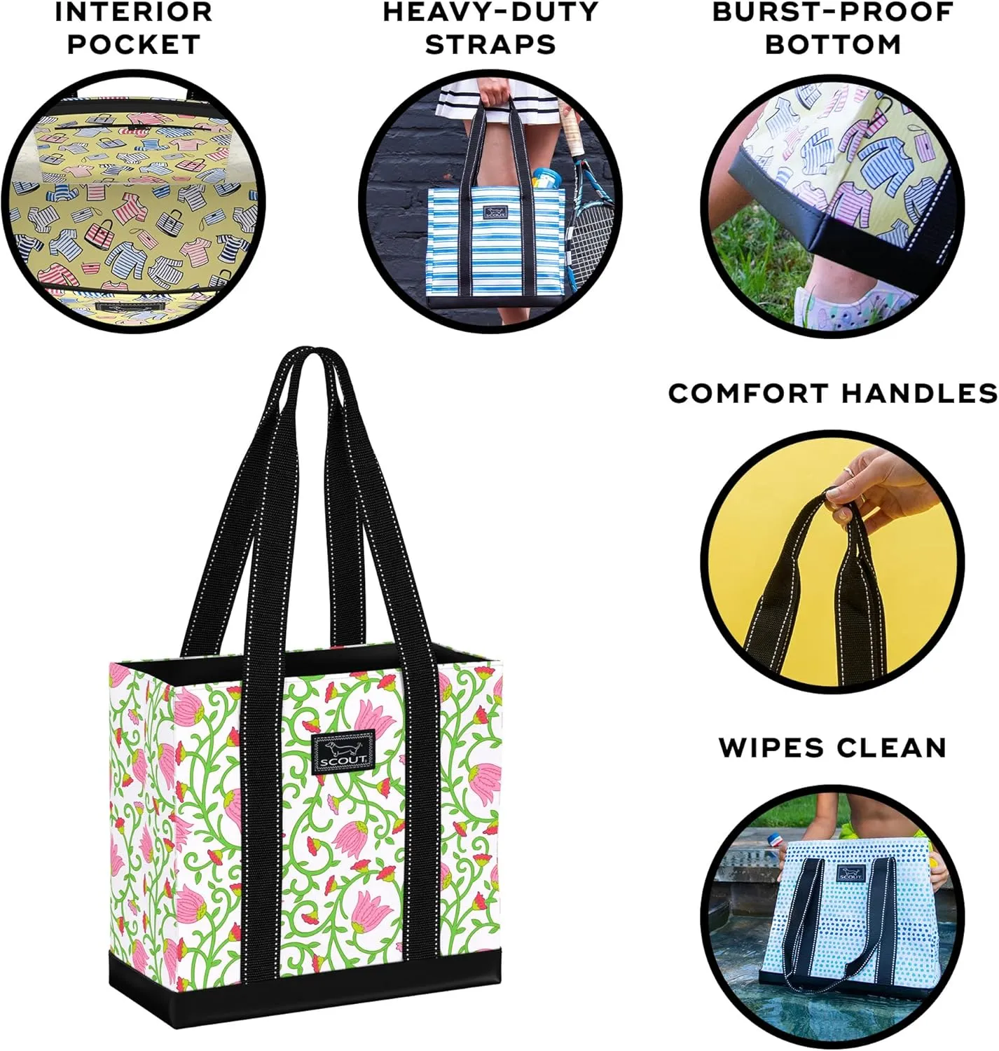 SCOUT Mini Deano - Small, Lightweight, Open Top Utility Tote For Women with Inside Zipper Pocket - Work, Travel, Beach
