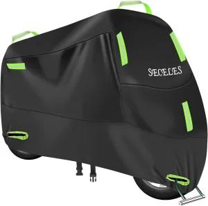 SECELES 300D Electric Bike Cover Waterproof Outdoor, 2 Lock Holes, 2 Buckles, 4 Reflective Strips, fit up to 76" Total Length Bike Electric Scooter (M: 74" * 30" * 39" for Bicycle)