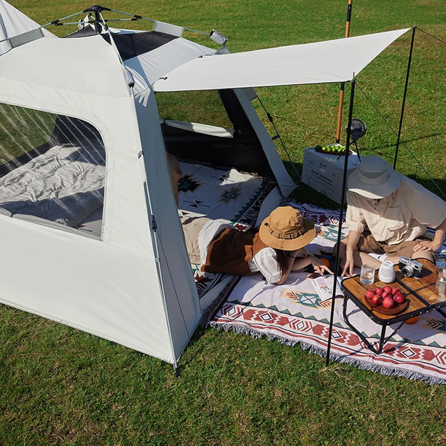 SFKLYU 3/4, 5/8 Person Camping Tent Double Layer Easy Set Up Instant Tents Family Tent for Casual Camping, Backyard Resting