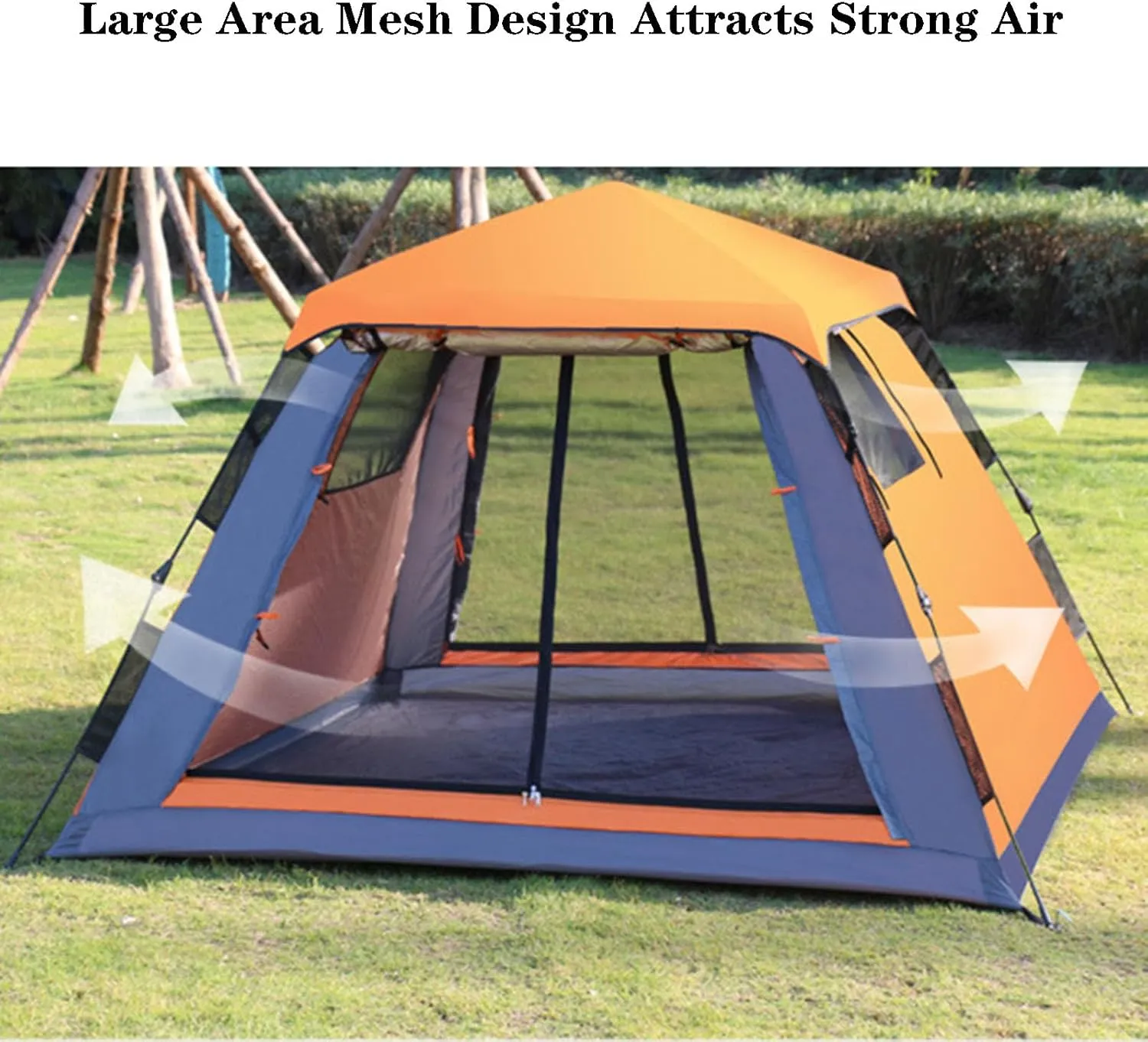 SFKLYU Tent 3/4 Person Camping Tents Waterproof Windproof Family Tent with Top Rainfly 4 Large Mesh Windows for Camping, Festivals, Backyard